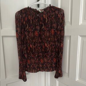 Joie Dark Floral Pleated Blouse